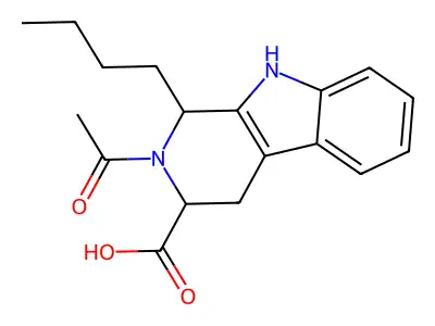 2-acetyl-1-butyl-2,3,4,9-tetrahydro-1H-beta-carboline-3-carboxylic acid structure