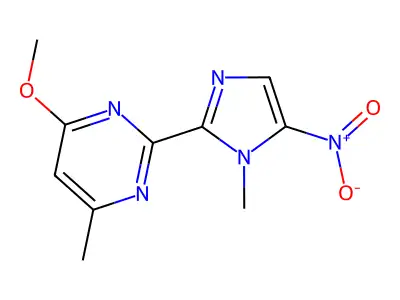 Pyrimidine, 4-methoxy-6-methyl-2-(1-methyl-5-nitro-2-imidazolyl)- structure