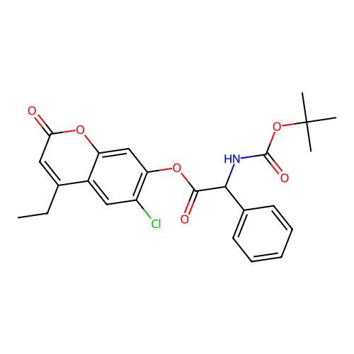 6-chloro-4-ethyl-2-oxo-2H-chromen-7-yl [(tert-butoxycarbonyl)amino](phenyl)acetate structure