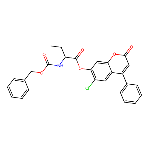 6-chloro-2-oxo-4-phenyl-2H-chromen-7-yl 2-(((benzyloxy)carbonyl)amino)butanoate structure
