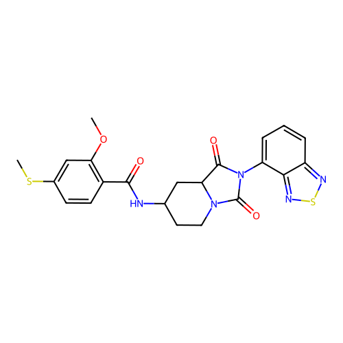 N-[2-(2,1,3-benzothiadiazol-4-yl)-1,3-dioxo-6,7,8,8a-tetrahydro-5H-imidazo[1,5-a]pyridin-7-yl]-2-methoxy-4-methylsulfanylbenzamide structure