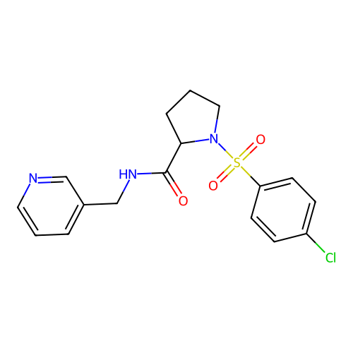 1-(4-chlorophenyl)sulfonyl-N-(pyridin-3-ylmethyl)pyrrolidine-2-carboxamide structure