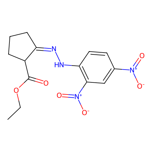 Ethyl 2-({2,4-bisnitrophenyl}hydrazono)cyclopentanecarboxylate structure