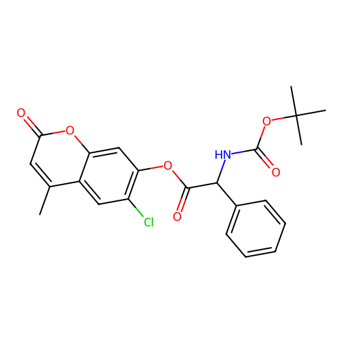 6-chloro-4-methyl-2-oxo-2H-chromen-7-yl [(tert-butoxycarbonyl)amino](phenyl)acetate structure