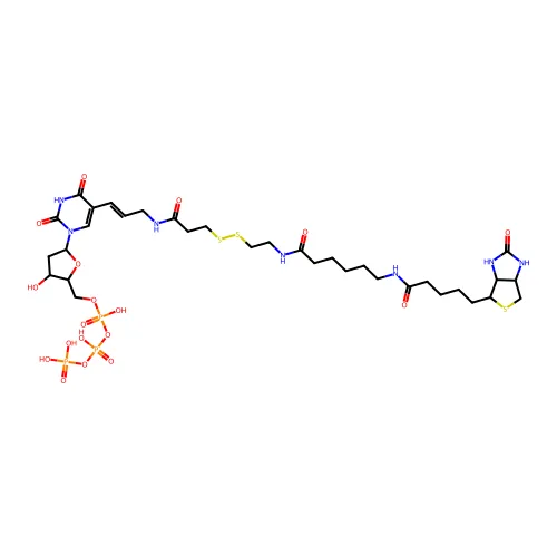 [[5-[2,4-二氧代-5-[(E)-3-[3-[2-[6-[5-(2-氧代-1,3,3a,4,6,6a-六氢噻吩并[3,4-d]咪唑-4-基)戊酰氨基]己酰氨基]乙基二硫基]丙酰氨基]丙-1-烯基]嘧啶-1-基]-3-羟基氧代环戊烷-2-基]甲氧基-羟基磷酰基] 磷氧代氢磷酸盐 structure