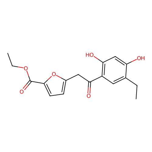 Ethyl 5-[2-(5-ethyl-2,4-dihydroxyphenyl)-2-oxoethyl]furan-2-carboxylate structure