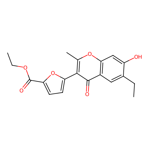 ethyl 5-(6-ethyl-7-hydroxy-2-methyl-4-oxo-4H-chromen-3-yl)furan-2-carboxylate structure