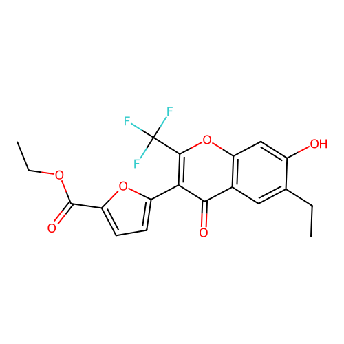 ethyl 5-[6-ethyl-7-hydroxy-4-oxo-2-(trifluoromethyl)-4H-chromen-3-yl]furan-2-carboxylate structure