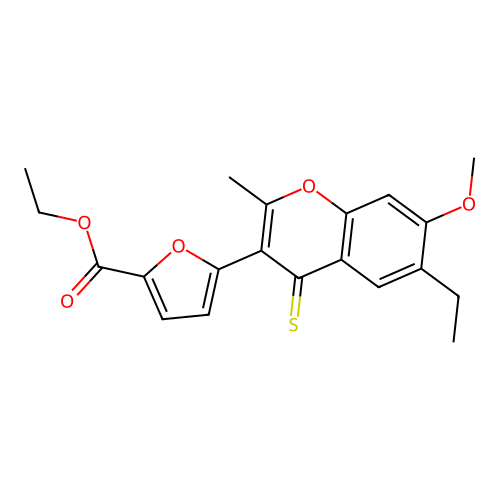 ethyl 5-(6-ethyl-7-methoxy-2-methyl-4-thioxo-4H-chromen-3-yl)furan-2-carboxylate structure