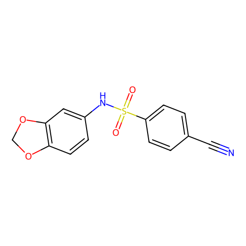 N-(1,3-benzodioxol-5-yl)-4-cyanobenzenesulfonamide structure