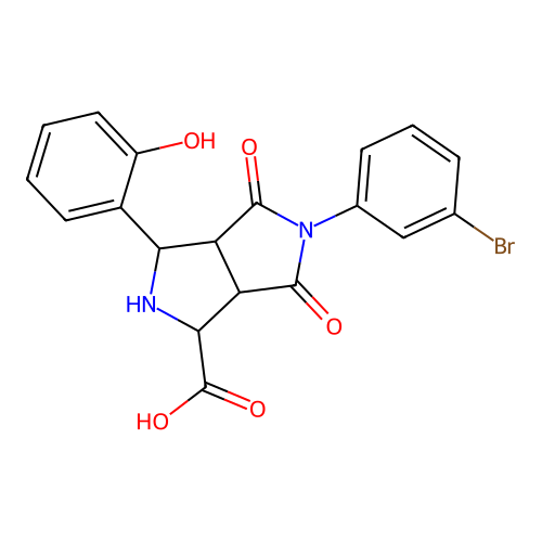 5-(3-bromophenyl)-3-(2-hydroxyphenyl)-4,6-dioxooctahydropyrrolo[3,4-c]pyrrole-1-carboxylic acid structure