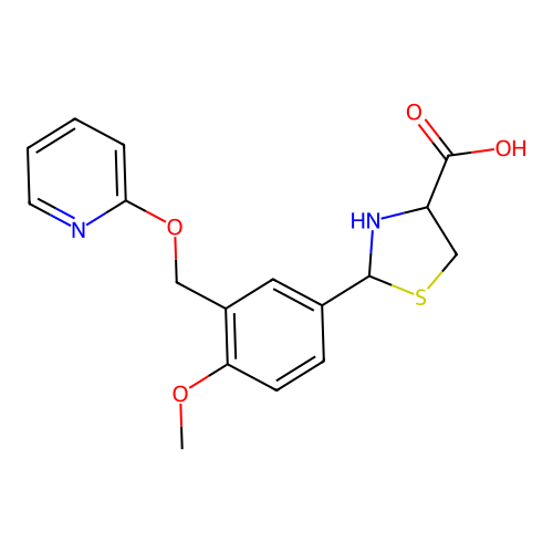 2-[4-methoxy-3-(pyridin-2-yloxymethyl)phenyl]-1,3-thiazolidine-4-carboxylic Acid structure
