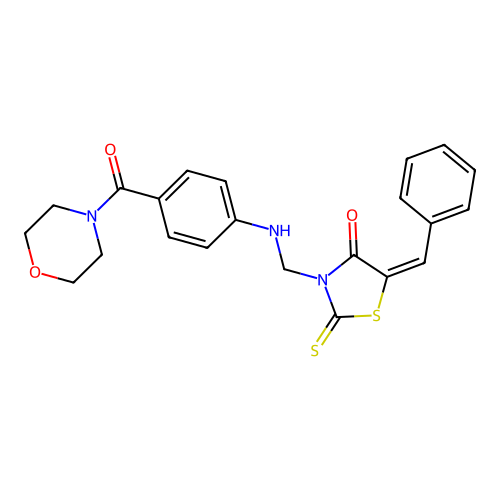 4-(4-(((4-Oxo-5-(phenylmethylene)-2-thioxo-3-thiazolidinyl)methyl)amino)benzoyl)morpholine structure