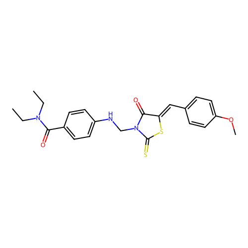 Benzamide, N,N-diethyl-4-(((5-((4-methoxyphenyl)methylene)-4-oxo-2-thioxo-3-thiazolidinyl)methyl)amino)- structure