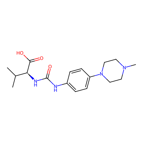 (S)-3-methyl-2-(3-(4-(4-methylpiperazin-1-yl)phenyl)ureido)butanoic acid structure