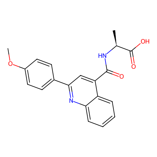 (S)-2-(2-(4-methoxyphenyl)quinoline-4-carboxamido)propanoic acid structure