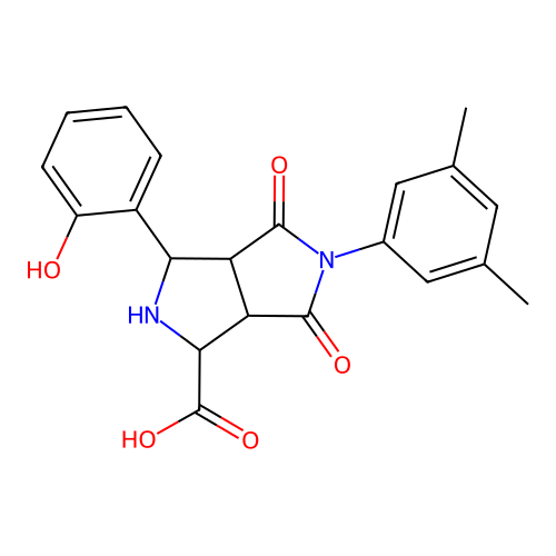 5-(3,5-dimethylphenyl)-3-(2-hydroxyphenyl)-4,6-dioxooctahydropyrrolo[3,4-c]pyrrole-1-carboxylic acid structure