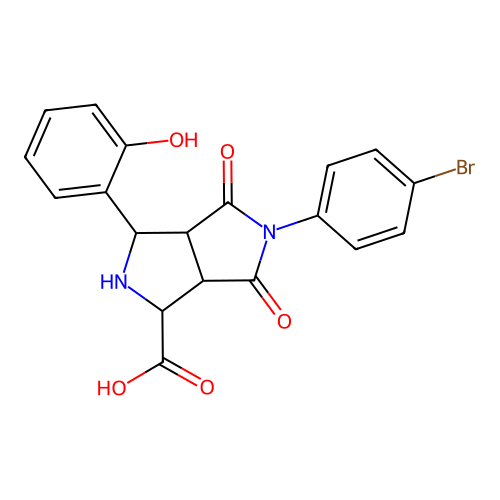 5-(4-bromophenyl)-3-(2-hydroxyphenyl)-4,6-dioxooctahydropyrrolo[3,4-c]pyrrole-1-carboxylic acid structure