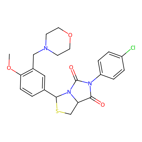 6-(4-chlorophenyl)-3-(4-methoxy-3-(morpholinomethyl)phenyl)dihydroimidazo[1,5-c]thiazole-5,7(3H,6H)-dione structure