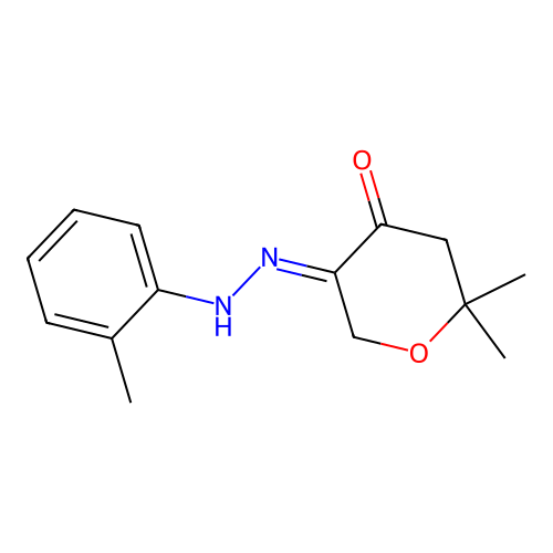 (5E)-2,2-dimethyl-5-[2-(2-methylphenyl)hydrazinylidene]tetrahydro-4H-pyran-4-one structure