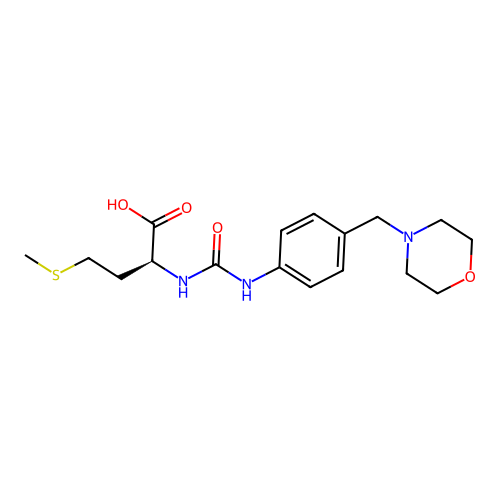 N-{[4-(morpholin-4-ylmethyl)phenyl]carbamoyl}-L-methionine structure