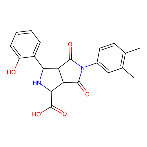 5-(3,4-dimethylphenyl)-3-(2-hydroxyphenyl)-4,6-dioxooctahydropyrrolo[3,4-c]pyrrole-1-carboxylic acid structure