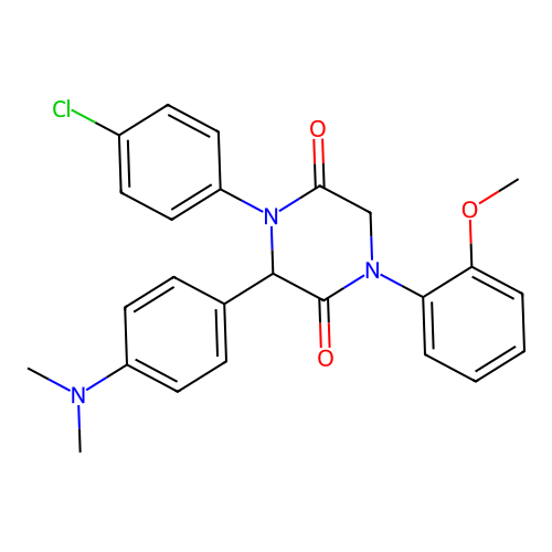 4-(4-chlorophenyl)-3-(4-dimethylaminophenyl)-1-(2-methoxyphenyl)piperazine-2,5-dione structure