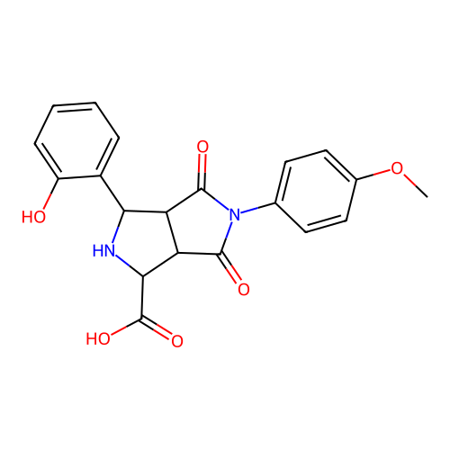 3-(2-hydroxyphenyl)-5-(4-methoxyphenyl)-4,6-dioxooctahydropyrrolo[3,4-c]pyrrole-1-carboxylic acid structure