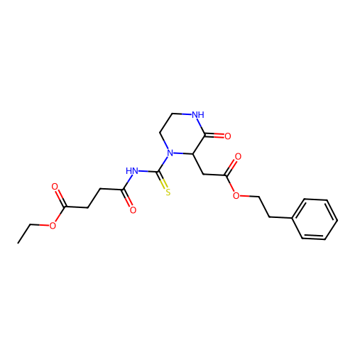 ethyl 4-oxo-4-[({3-oxo-2-[2-oxo-2-(2-phenylethoxy)ethyl]-1-piperazinyl}carbonothioyl)amino]butanoate structure