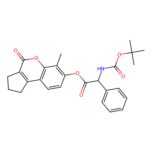 6-methyl-4-oxo-1,2,3,4-tetrahydrocyclopenta[c]chromen-7-yl 2-((tert-butoxycarbonyl)amino)-2-phenylacetate structure