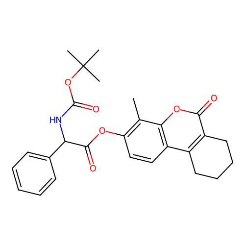 (4-methyl-6-oxo-7,8,9,10-tetrahydrobenzo[c]chromen-3-yl) 2-[(2-methylpropan-2-yl)oxycarbonylamino]-2-phenylacetate structure