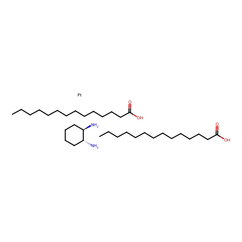 铂;双(十四酸);反式-(1R,2R)-环己烷-1,2-二胺 structure