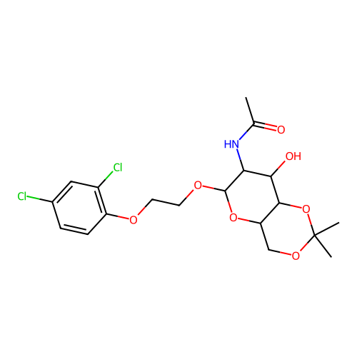 N-((4aS,7R,8S,8aR)-6-(2-(2,4-dichlorophenoxy)ethoxy)-8-hydroxy-2,2-dimethylhexahydropyrano[3,2-d][1,3]dioxin-7-yl)acetamide structure