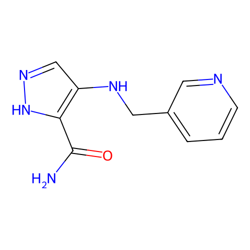 4-[(pyridin-3-ylmethyl)amino]-1H-pyrazole-5-carboxamide structure