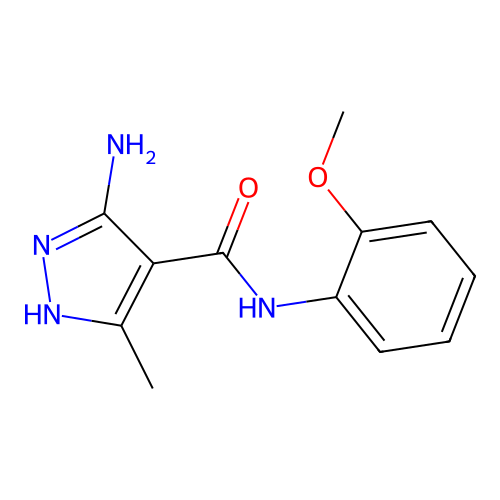 5-amino-N-(2-methoxyphenyl)-3-methyl-1H-pyrazole-4-carboxamide structure