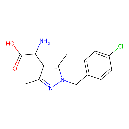 amino[1-(4-chlorobenzyl)-3,5-dimethyl-1H-pyrazol-4-yl]acetic acid structure