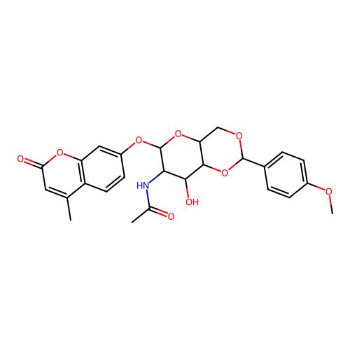 4-METHYLUMBELLIFERYL 2-ACETAMIDO-2-DEOXY-4,6-O-(P-METHOXYPHENYLMETHYLENE)-ALPHA-D-GALACTOPYRANOSIDE structure