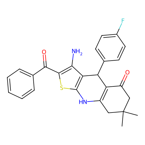 [3-amino-4-(4-fluorophenyl)-5-hydroxy-7,7-dimethyl-4,6,7,8-tetrahydrothieno[2,3-b]quinolin-2-yl](phenyl)methanone structure