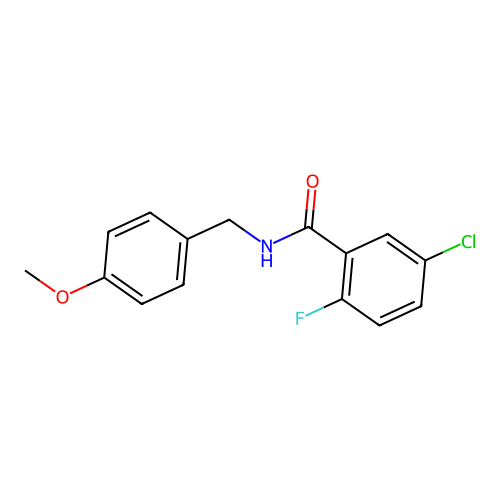 5-chloro-2-fluoro-N-[(4-methoxyphenyl)methyl]benzamide structure