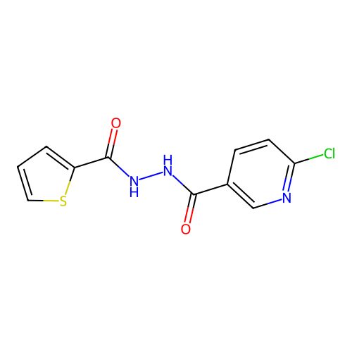 6-chloro-N'-(thiophene-2-carbonyl)pyridine-3-carbohydrazide structure