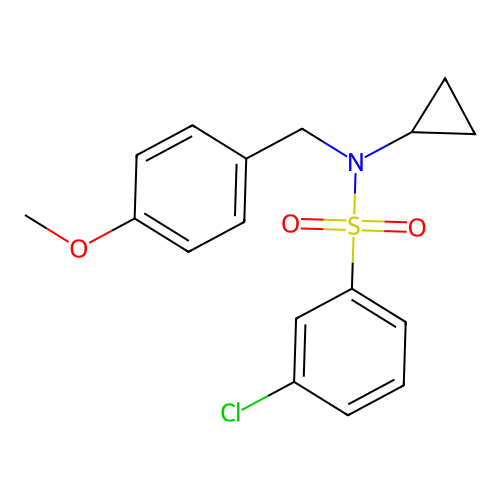 3-chloro-N-cyclopropyl-N-[(4-methoxyphenyl)methyl]benzene-1-sulfonamide structure