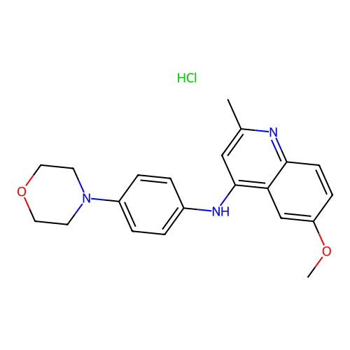 6-methoxy-2-methyl-N-(4-morpholinophenyl)quinolin-4-amine hydrochloride structure