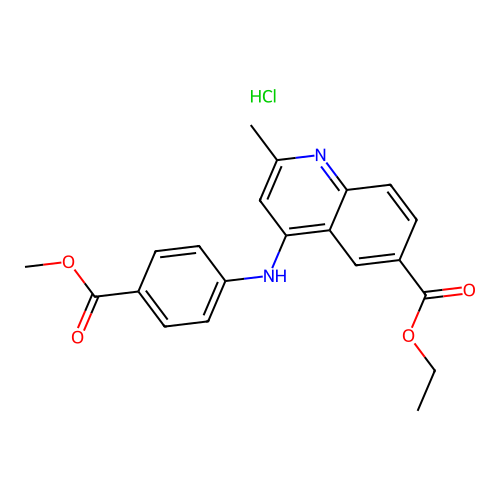 ethyl 4-((4-(methoxycarbonyl)phenyl)amino)-2-methylquinoline-6-carboxylate hydrochloride structure