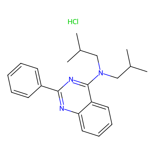 Bis(2-methylpropyl)(2-phenylquinazolin-4-yl)amine, chloride structure