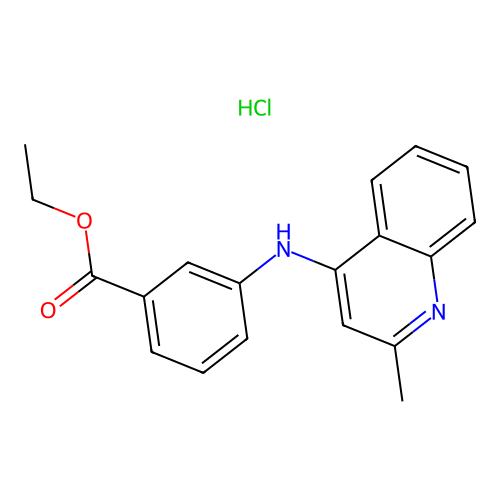 Ethyl 3-[(2-methyl-4-quinolyl)amino]benzoate, chloride structure