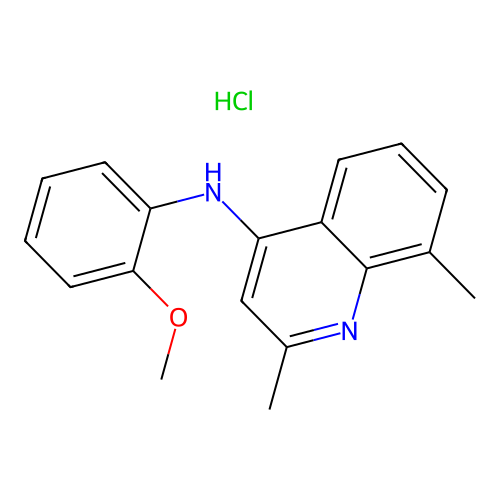 N-(2-methoxyphenyl)-2,8-dimethylquinolin-4-amine hydrochloride structure
