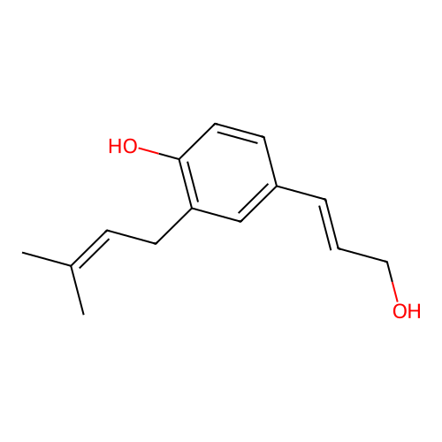 4-((1E)-3-Hydroxy-1-propenyl)-2-(3-methyl-2-butenyl)phenol structure