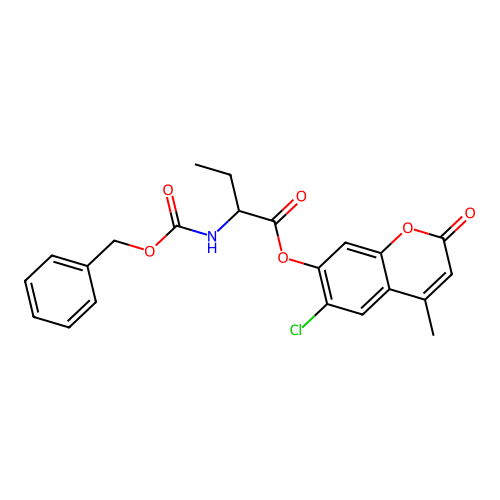 6-chloro-4-methyl-2-oxo-2H-chromen-7-yl 2-(((benzyloxy)carbonyl)amino)butanoate structure