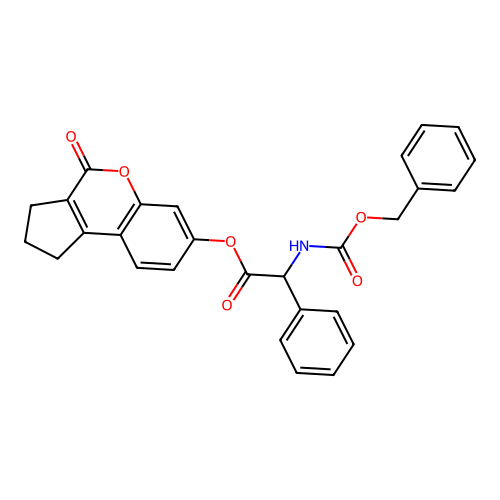 (4-oxo-2,3-dihydro-1H-cyclopenta[c]chromen-7-yl) 2-phenyl-2-(phenylmethoxycarbonylamino)acetate structure