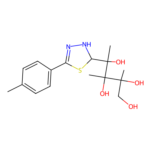 2,3-dimethyl-4-[5-(4-methylphenyl)-2,3-dihydro-1,3,4-thiadiazol-2-yl]pentane-1,2,3,4-tetrol structure